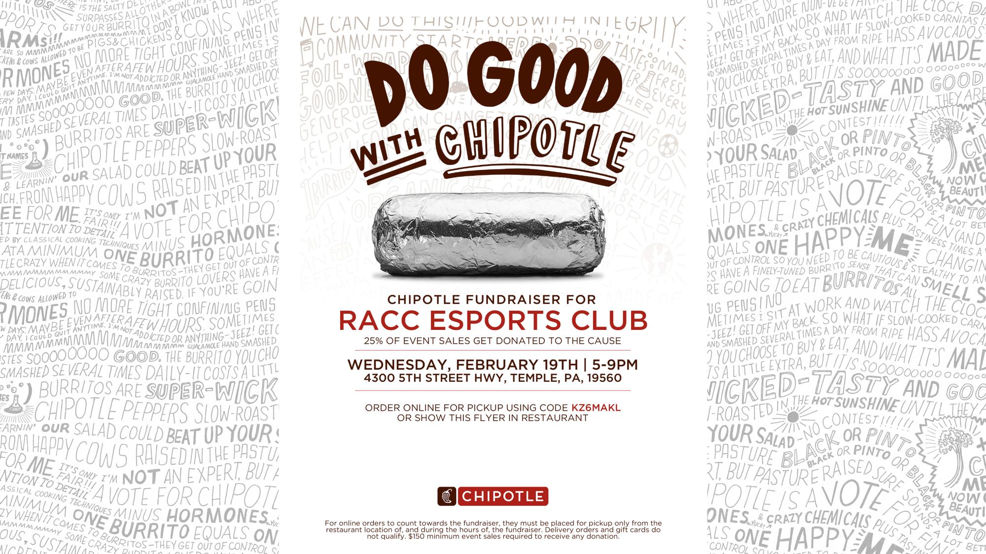 CHIPOTLE FUNDRAISER RACC ESPORTS CLUB